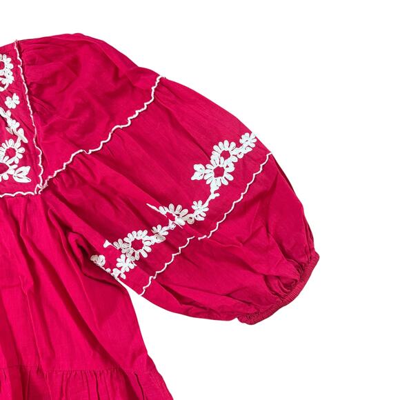 The Great. The Heirloom Cotton Midi Dress Red - Picture 6 of 11